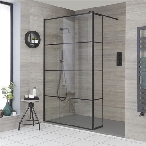 Hudson Reed Barq - Paroi de Douche Verrière avec Paroi de Retour et Receveur Gris Clair - 120cm x 80cm (1/5)