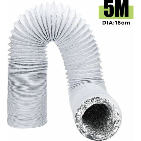 Flexibler Abluftschlauch – 15 cm x 5 m – PVC und Aluminiumfolie – für Klimaanlagen und Dunstabzugshauben (1/5)