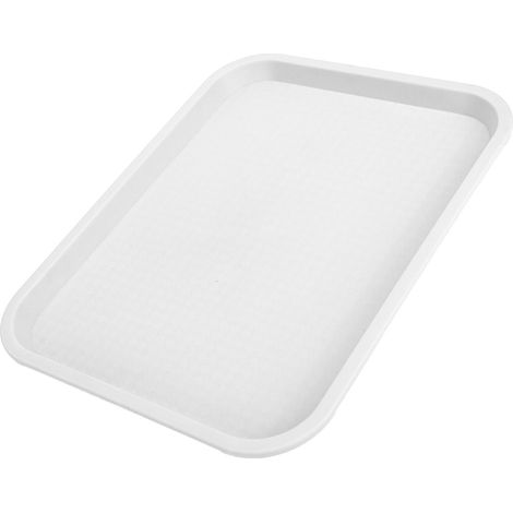 Plateau rectangulaire petit format PP robuste anti-chute, épais antidérapant, assiette repas chinois blanc (1/5)