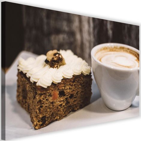 Tableau sur toile Café Cappuccino Gâteau 90x60 (1/5)