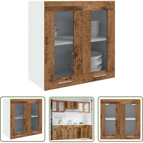 vidaXL Küchen-Wandschrank mit Glastüren Altholz-Optik 60x31x60 cm (1/5)