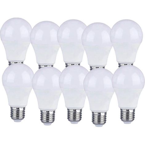 Lot de 10 ampoules LED E27 9W A60 - Lumière blanc chaud 4200K - 806 lumens (1/4)