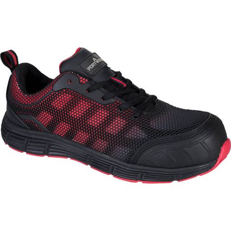 Deportivo bajo Portwest Compositelite Ogwen S1P Negro/Rojo 45