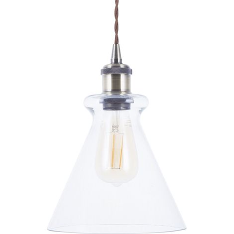 Lámpara colgante de vidrio transparente 120 cm con acento de latón cable de tela estilo minimalista Bergantes