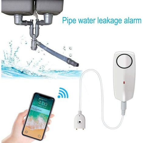 Capteur d'alarme d'eau avec détecteur de fuite WiFi à son fort de 60 dB, alarme de fuite de débordement, fuite de surveillance à distance pour pompe à eaux usées de sous-sol de chauffe-eau, notificati (1/4)