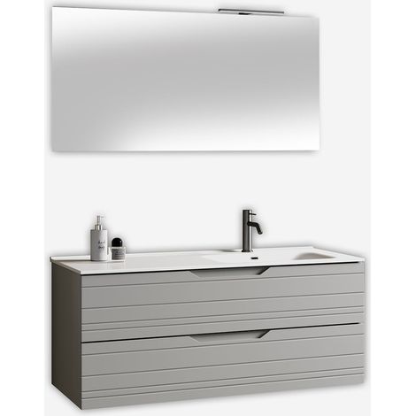 Mobile Badezimmerschrank mit Waschbecken und LED-Spiegel Solmira DX - Grau