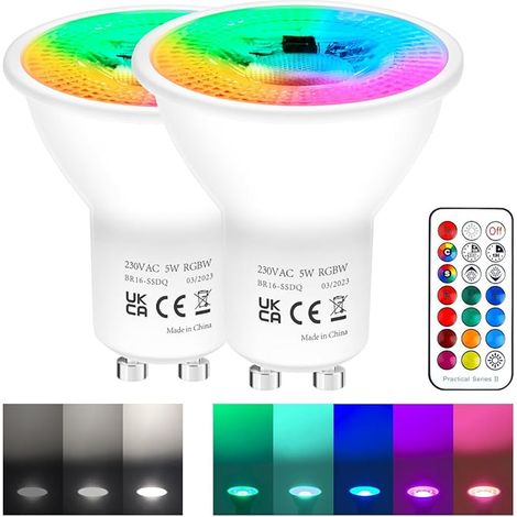 REYLAX GU10 RGB LED Bulb, 5W GU10 Dimmable, Remote Control GU10 Bulb, Spot Light (1/5)