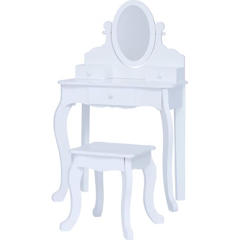 Coiffeuse Enfant Fille avec Miroir et Tabouret TD-12851B (1/5)