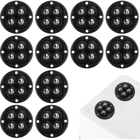 12 Roulettes de Meuble en Acier Inoxydable, Galets Autocollants, Roues Plates Pivotantes à 360°, Billes Silencieuses et Résistantes, pour Petit Mobilier de Chambre et Cuisine (1/5)