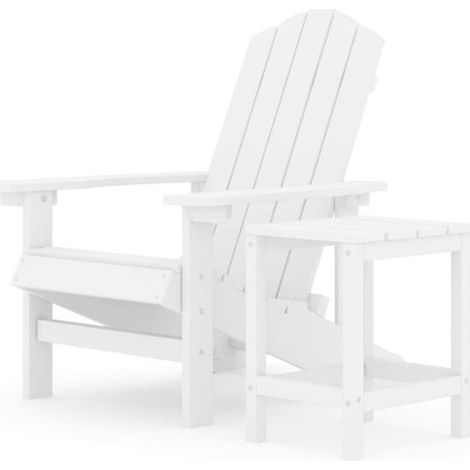 Chaise de jardin Adirondack blanche avec table en polyéthylène haute densité (PEHD). (1/5)