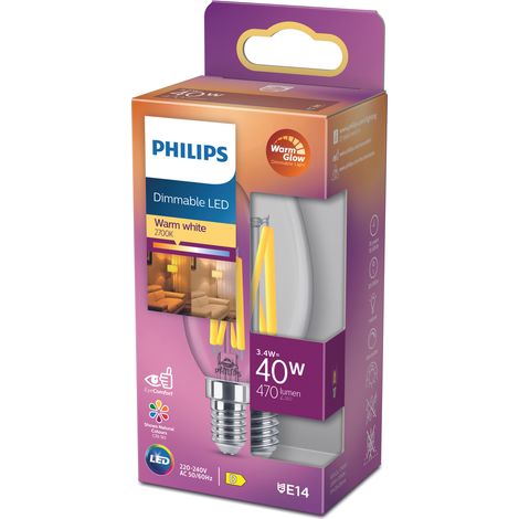 Philips Bombilla LED Regulable Blanco Cálido E14 3.4W (1/3)