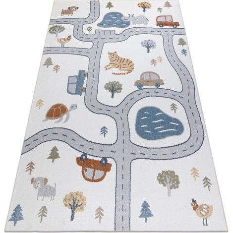 Teppich BONO 8283 Straße, Tiere creme / hellgrau multicolour 140x190 cm