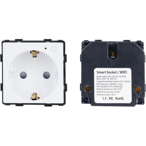 Prise connectée Tuya WiFi murale compatible avec Google Home/Nest et commande vocale, style européen (1/5)