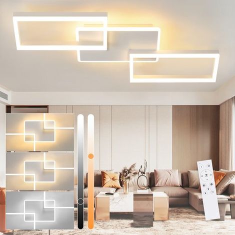 GBLY LED Deckenleuchte Deckenlampe Wohnzimmer - Dimmbar Wohnzimmerlampe Decke mit Fernbedienung 63W Groß Modern Weiß Schlafzimmerlampe Metall Küchenlampe 80CM für Schlafzimmer Küche Esszimmer Büro