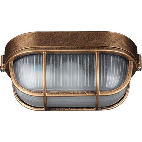 Aplique de pared exterior, lámpara ovalada con forma de barco, incluye una bombilla LED de 12W. (1/5)
