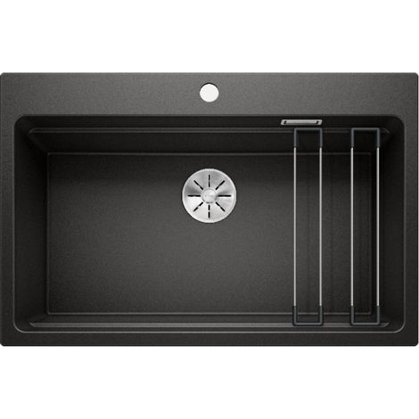 ETAGON 8 PuraDur Silgranit lavello 78x51cm con vasca a più livelli + 2 binari inox inclusi, Nero (525893) (1/5)