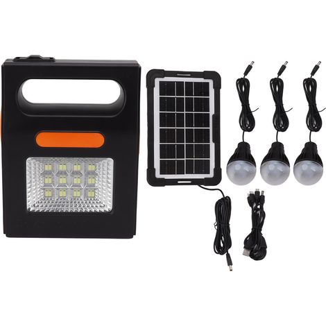 Tragbares Solarbeleuchtungssystem mit Panel, 6000-mAh-Akku und 3 m Kabel für LEDs (1/5)