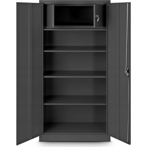 Armoire de Bureau Métallique C001D avec Compartiment Secret Tôle d'acier Revêtement en Poudre 185 cm x 90 cm x 45 cm Anthracite (1/5)