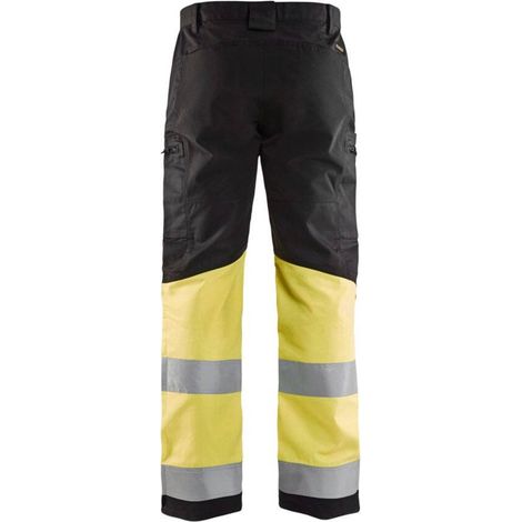 Pantaloni da lavoro ad alta visibilità stretch 1551 - Nero/Giallo fluorescente XS - FR(38) - SE(C44) - Norme (1/5)