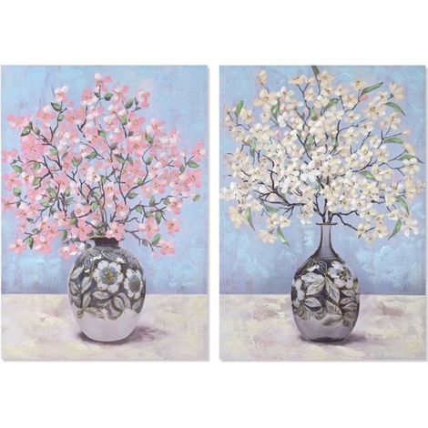 Cadre Vase Traditionnel - 70 x 3 x 100 cm - 2 Unités - Blanc - Décoratif (1/3)