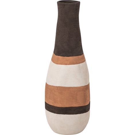 Vase Rayé en Grès "Uma" 58cm Multicolore (1/2)