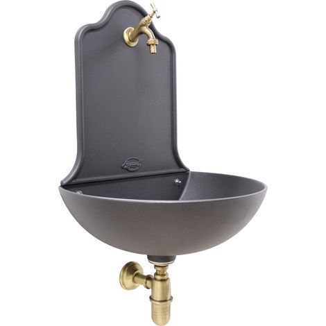 Fontaine murale modèle Valencia et robinet avec siphon en laiton finition au choix : bruni
