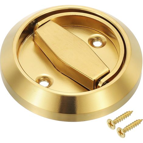 Poignées encastrées de porte coulissante en acier inoxydable, rondes, cachées, pour placard, avec vis pour porte de tiroir armoire, couleur or (1/5)