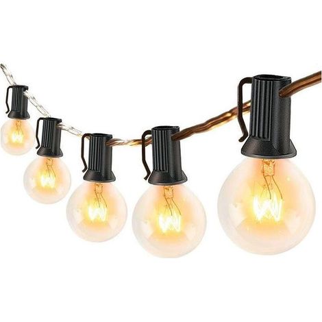 Lichterkette für drinnen und draußen, 50+4 wasserdichte Glühbirnen, 15 m lange Lichterkette für dekorative Zwecke im Freien, warmweiß (1/2)