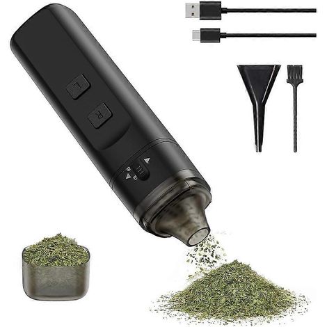 Broyeur à herbes électrique automatique portable, broyage par simple pression d'un bouton, capacité de broyage maximale de 1,5 gramme, broyeur à épices sèches automatique, noir. (1/5)