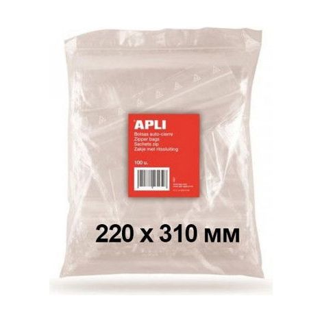 Sachets plastiques refermables - APLI - Pack 100 - 230 x 320 mm - PE 50µ - Conservation hygiénique (1/2)