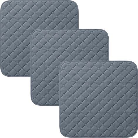Coussin D'assise Lavable Incontinence 3 Pc 50 x 50 cm, Très Absorbant, Réutilisable, Imperméable, Doux pour Peau, pour Personnes âgées, Bébés, Fauteuils Roulants, Voitures, Canapés et Matelas (Gris) (1/5)
