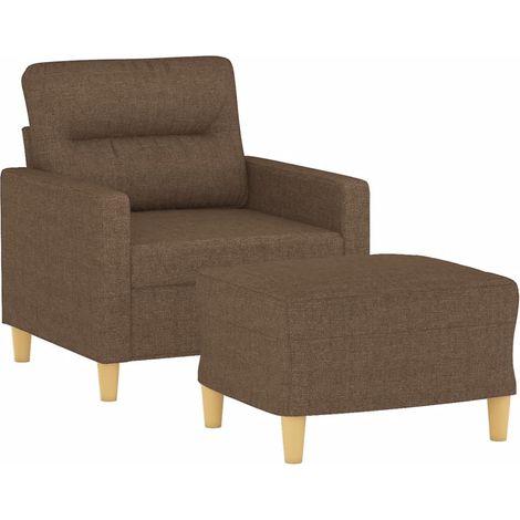 Sillón con taburete tela marrón 60 cm vidaXL (1/4)