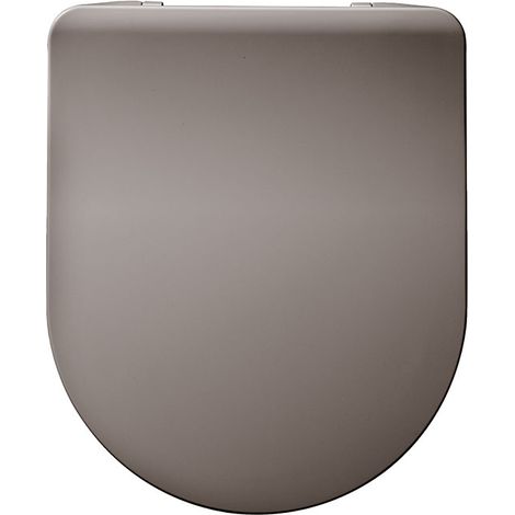Wirquin – Abattant WC extra plat thermodur taupe – Antibactérien et résistant aux rayures – Compatible cuvettes en D – Fixation rapide (1/7)