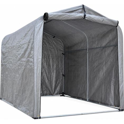Garage À Vélos Extérieur: Abri de Rangement pour 1 à 3 Vélos ou 1 Moto, Cadre en Acier Galvanisé, 4 Piquets en U, 220 x 157 x 195 cm (1/5)