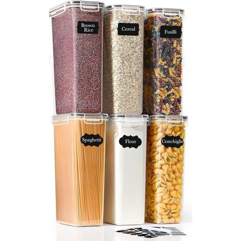 Vorratsdosen 6er Set 2,8L Luftdicht Deckel Schwarz 2.8LX6 Stück (1/5)