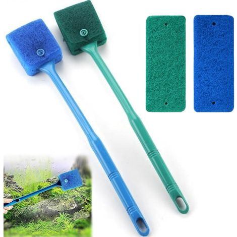 Aquarium Brushes, Non-Slip Handle, Double-Sided Sponge, ABS Plastic, Glass Cleaning (1/5)