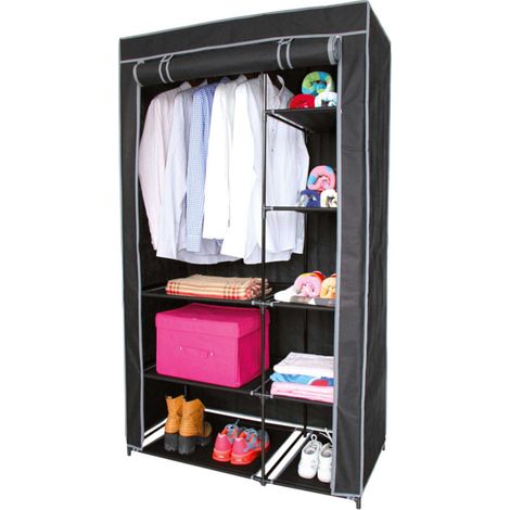 Penderie avec Housse  8 Étagères + 1 Tringle - Hauteur 170cm