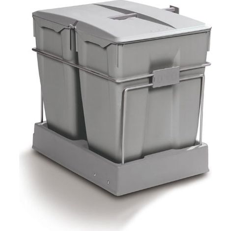 Poubelle automatique 2 seaux 60 L – Hauteur 511 mm – Pour caisson 450 mm – Glissière à sortie totale – GOLLINUCCI