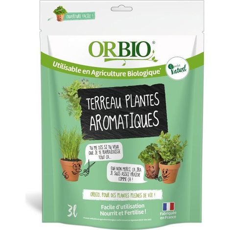 Terreau pour plantes aromatiques ORBIO 3 L - Drainage optimisé, 100% naturel (1/3)