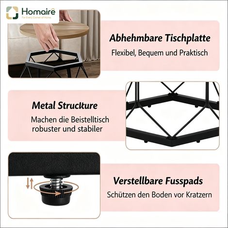 Grauer Gartentisch aus Metall 50 x 50 x 45 cm HOMAIRE (1/5)