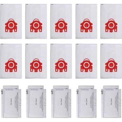 3D Efficiency FJM Sac Filtre Aspirateur pour HyClean Miele - y'a 10 Sacs, 5 Filtres moteur et 5 Filtres évacuation - 209077 Rouge (1/5)