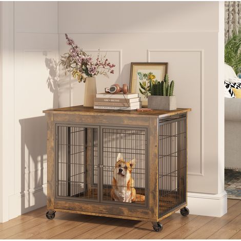 Cuccia per cani stile mobile 80x56x69,5 cm in legno marrone per interni FloraGrace (1/5)