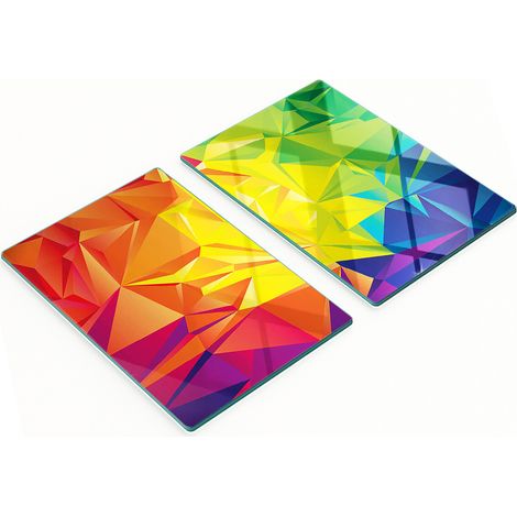 Juego de dos tablas de cocina decorativas de vidrio con dise帽o abstracto, 2x40x52 cm.