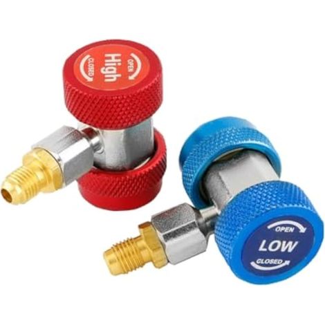 R134a Adaptateur rapide AC réglable 6,35 mm SAE mâle évasé haut bas fréon manifold jauge tuyau kit de conversion pour système CVAC automobile style T (1/3)