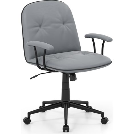 chaise bureau ergonomique confortable roulante a roulettes pivotante blanc fauteuil similicuir hauteur réglable dossier inclinable rembourré accoudo (1/5)