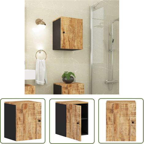 The Living Store Bad-Wandschrank 38x33x48 cm Massivholz Mango - Badezimmermöbel - Hängeschrank - Badschrank - Wandschrank - Mangoholz (1/5)