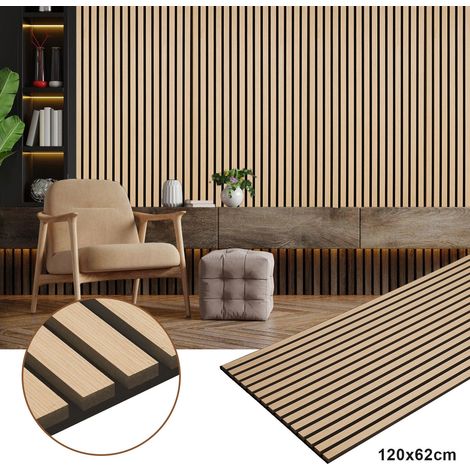 SWANEW Pannello acustico a parete Pannelli moderni a parete in legno impiallacciato e feltro Pannelli a parete in MDF 1x 120x60x2,1cm legno di quercia (1/5)