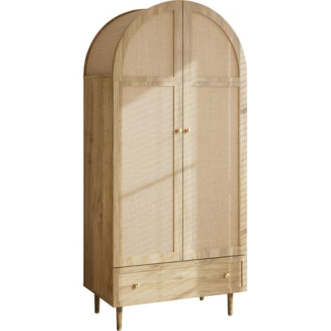 Armadio guardaroba con cassetto e ante in tessuto effetto rovere 79x50x175 cm HOMVRA (1/5)