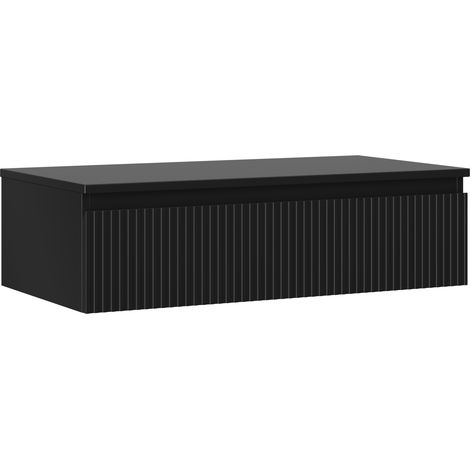 Mexen Rivel Badezimmerschrank für Waschbecken 90 cm mit Arbeitsplatte, 1 Schublade, gerillt, schwarz matt - 91A20-09023-1-BFC71 (1/5)