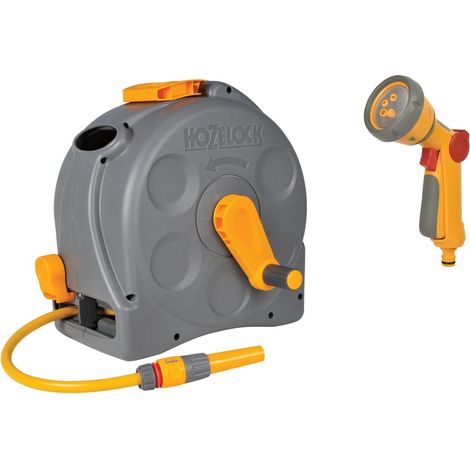 Hozelock 2415 2-n-1 Compact Enclosed Reel + Hose 25m With a 2679 Multispray Gun